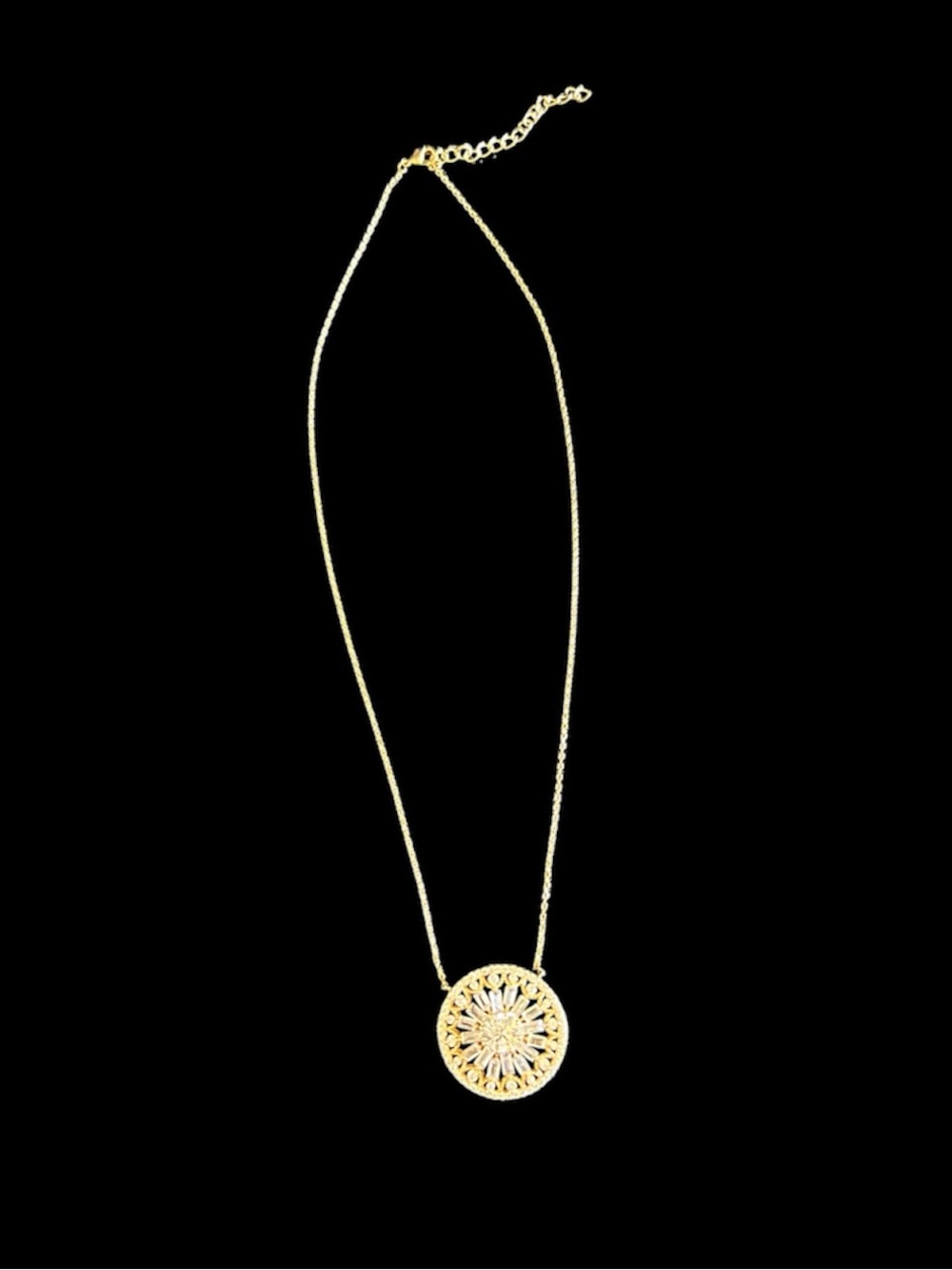 Gold Tone Circular Pendant Necklace